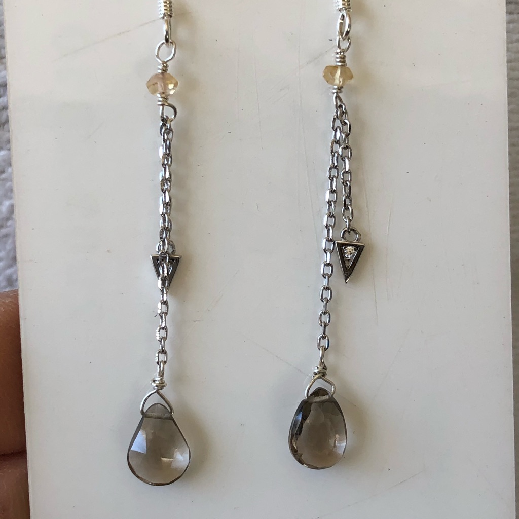 Sterling And Smoky Quartz Earrings.